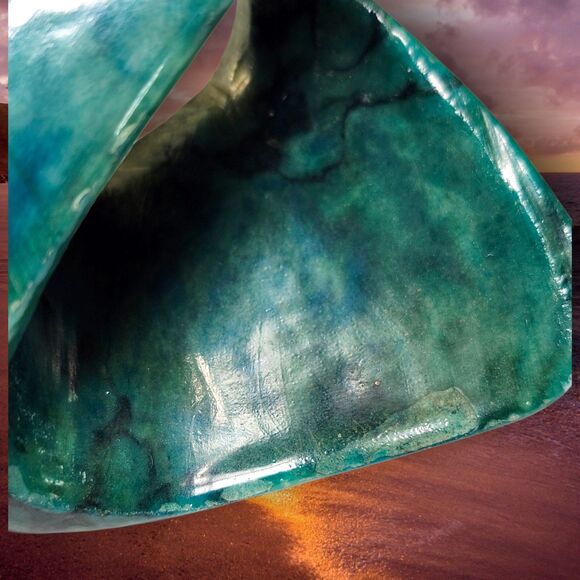 MCM Style Blue Stone Fish Figurine Chrysocolla Look Red Eyes Unique Decor Rare - Picture 8 of 12